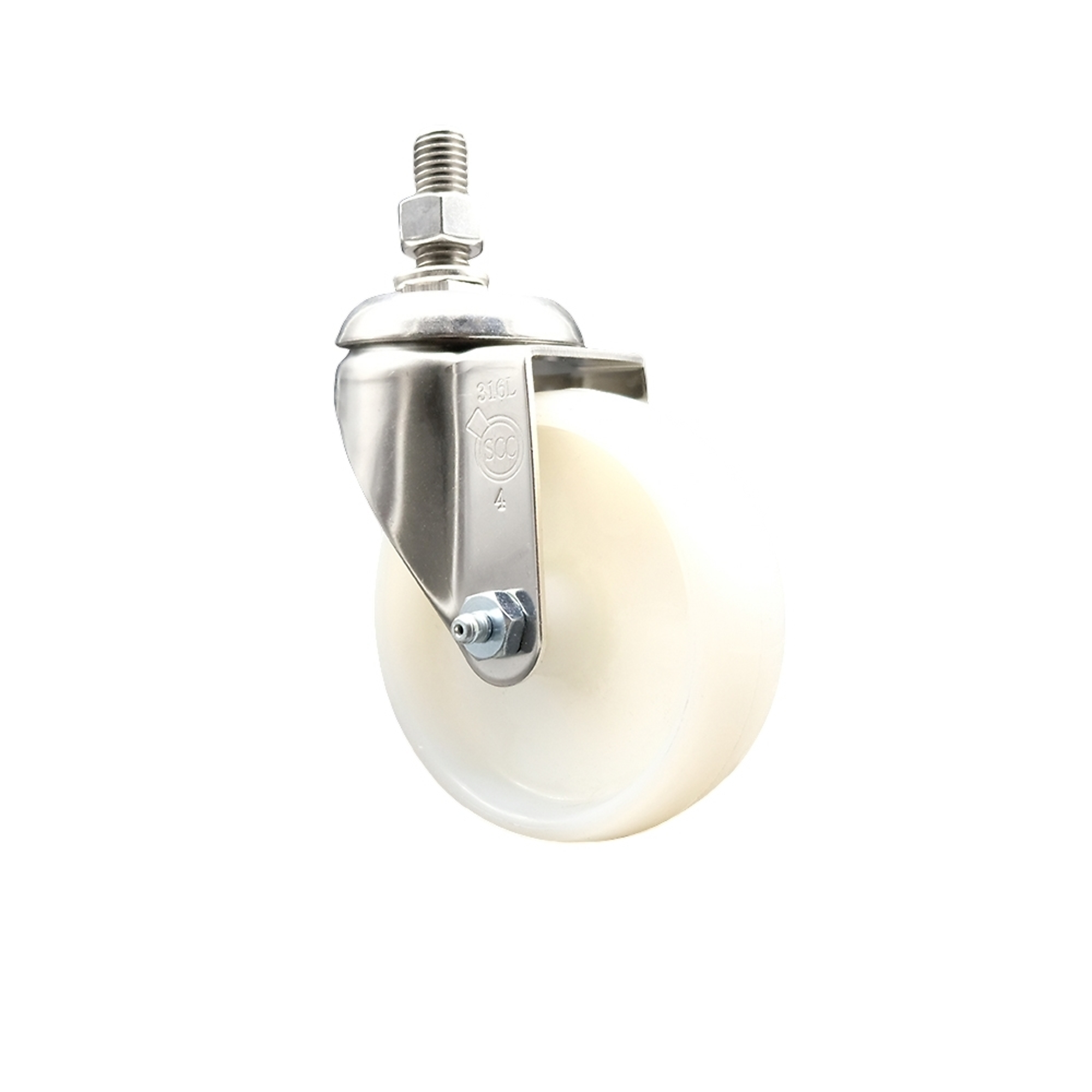 Service Caster, 4in. x 1 1/4in. Stem Caster, Wheel Diameter 4 in, Caster Type Swivel, Package (qty.) 1, Model# SCC-SS316TS20S414-NYS-M1215